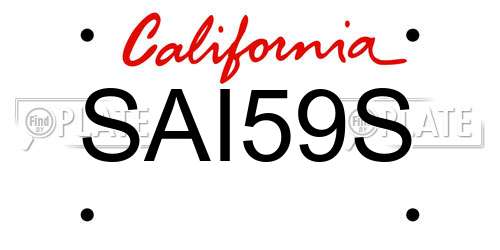 SAI59S California License Plate