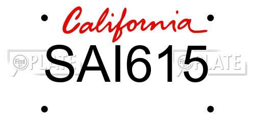 SAI615 California License Plate