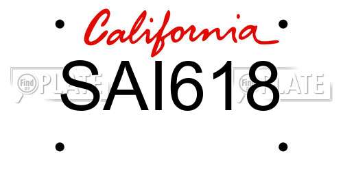 SAI618 California License Plate