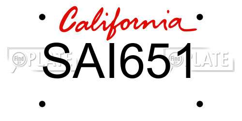 SAI651 California License Plate