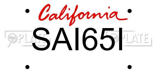SAI65I California License Plate