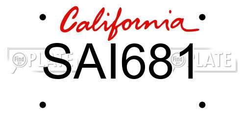 SAI681 California License Plate