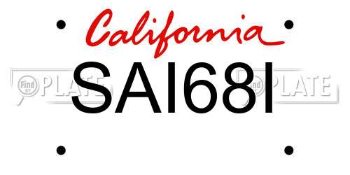 SAI68I California License Plate
