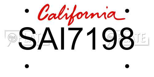 SAI7198 California License Plate