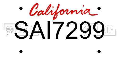 SAI7299 California License Plate