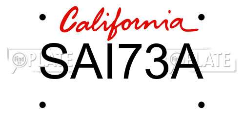 SAI73A California License Plate