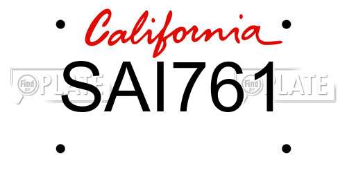 SAI761 California License Plate
