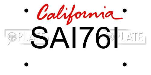 SAI76I California License Plate