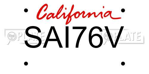 SAI76V California License Plate
