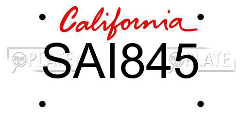 SAI845 California License Plate