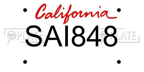 SAI848 California License Plate