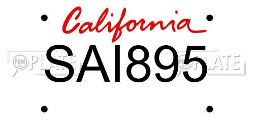 SAI895 California License Plate