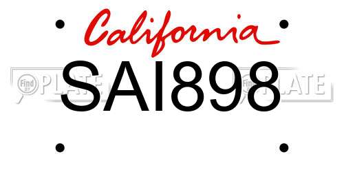 SAI898 California License Plate