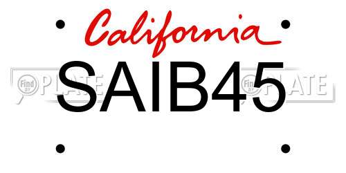 SAIB45 California License Plate