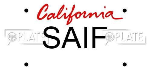 SAIF California License Plate