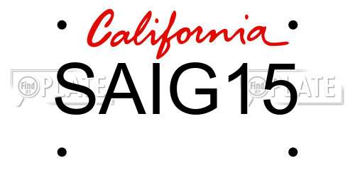 SAIG15 California License Plate