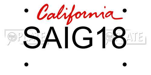 SAIG18 California License Plate