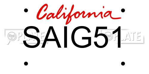 SAIG51 California License Plate