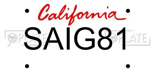 SAIG81 California License Plate