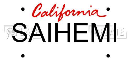 SAIHEMI California License Plate