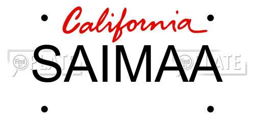 SAIMAA California License Plate