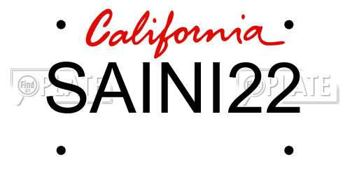 SAINI22 California License Plate