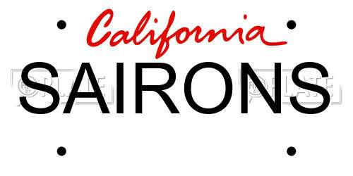 SAIRONS California License Plate