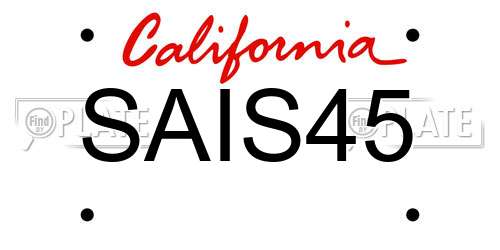 SAIS45 California License Plate