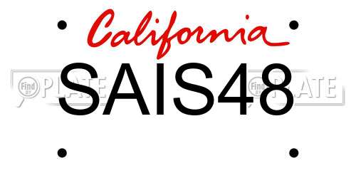 SAIS48 California License Plate