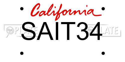 SAIT34 California License Plate