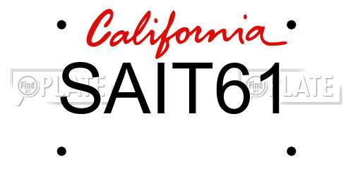 SAIT61 California License Plate
