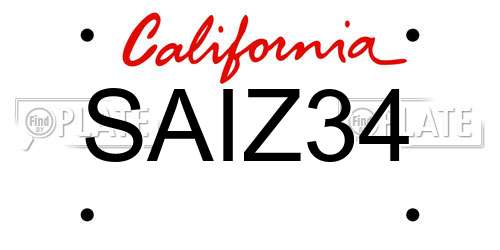 SAIZ34 California License Plate