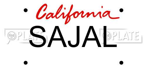 SAJAL California License Plate