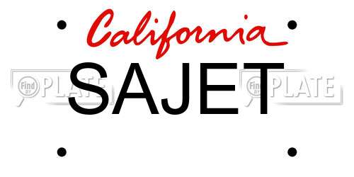 SAJET California License Plate