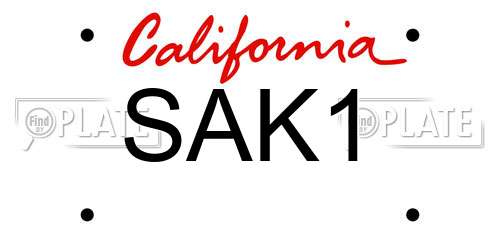 SAK1 California License Plate