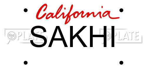 SAKHI California License Plate