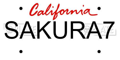 SAKURA7 California License Plate