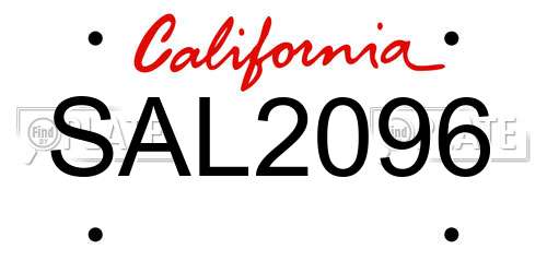 SAL2096 California License Plate