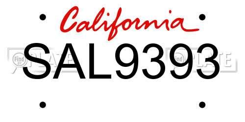 SAL9393 California License Plate