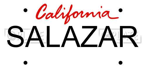 SALAZAR California License Plate