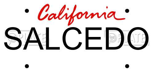 SALCEDO California License Plate