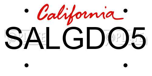 SALGDO5 California License Plate