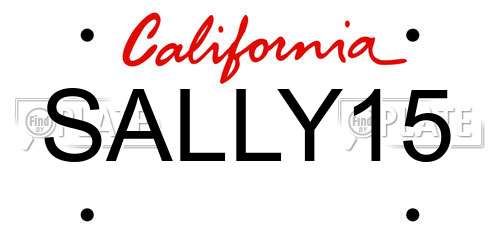 SALLY15 California License Plate
