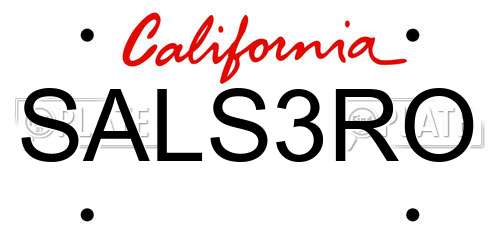 SALS3RO California License Plate