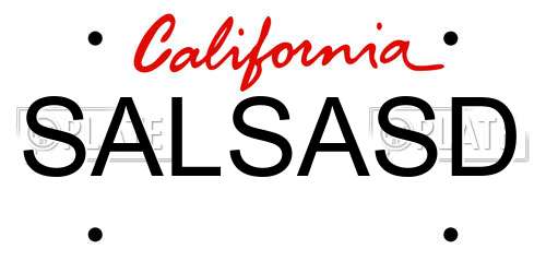 SALSASD California License Plate