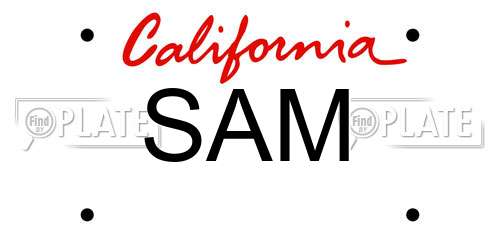 SAM California License Plate