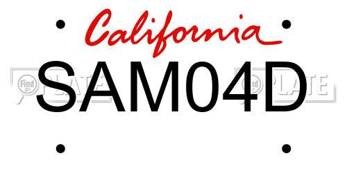 SAM04D California License Plate