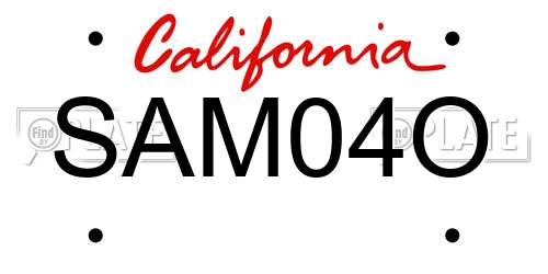 SAM04O California License Plate