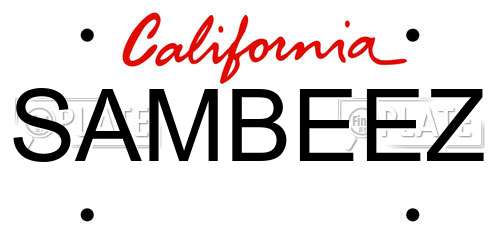 SAMBEEZ California License Plate