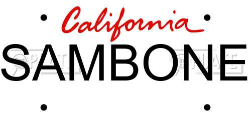 SAMBONE California License Plate